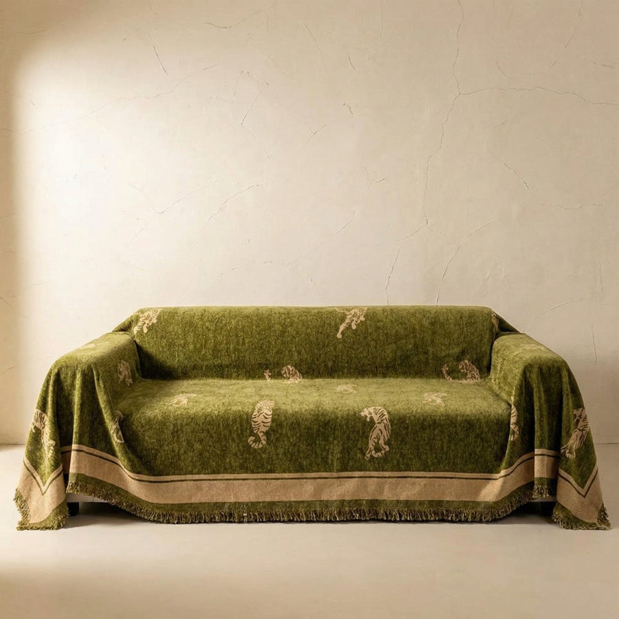 Chenille Tiger Sofa Cover-Covers & Textiles > Sofa Covers-casanuva-casanuva