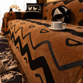 Chenille Tribal Geometric Sofa Cover-Covers & Textiles > Sofa Covers-casanuva-Black Curve-71"x71"-casanuva