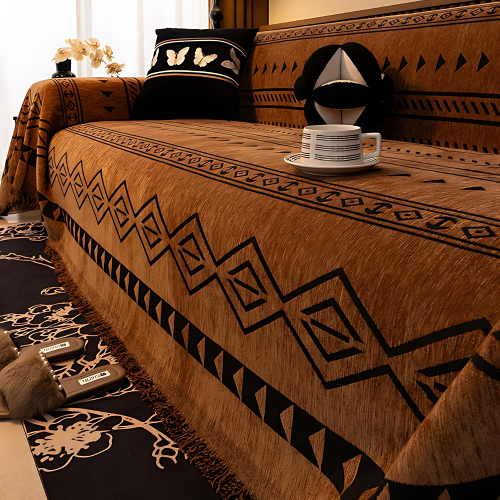 Chenille Tribal Geometric Sofa Cover-Covers & Textiles > Sofa Covers-casanuva-Tribal Lines-71"x71"-casanuva