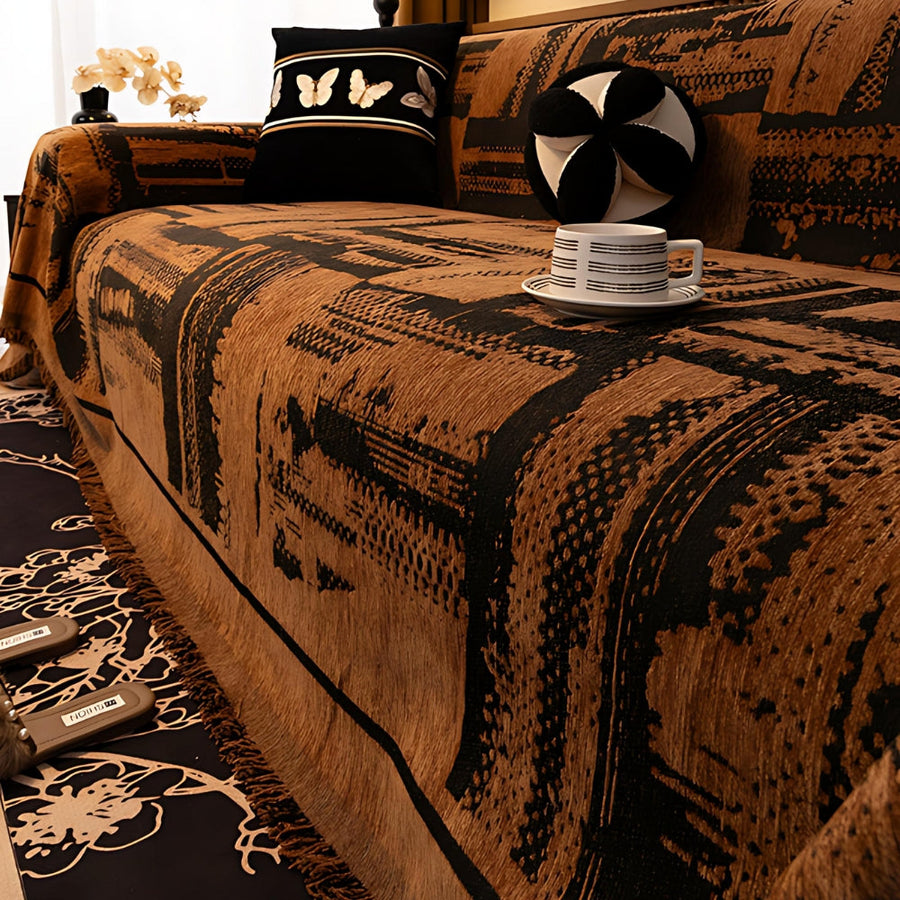 Chenille Tribal Geometric Sofa Cover-Covers & Textiles > Sofa Covers-casanuva-Woven Block-71"x71"-casanuva