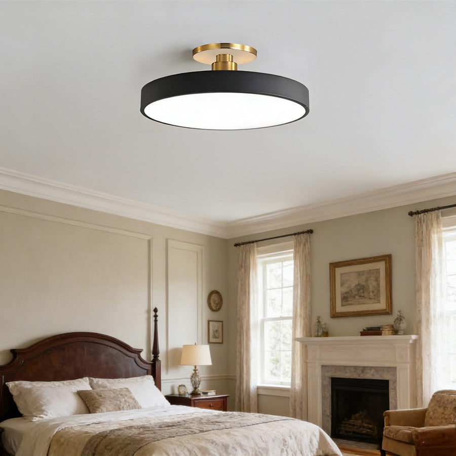 Circular LED Semi Flush Mount Ceiling Light for Bedroom-Lighting > Ceiling Lights-casanuva-Black-D30cm*H13cm-16W-White Light-casanuva