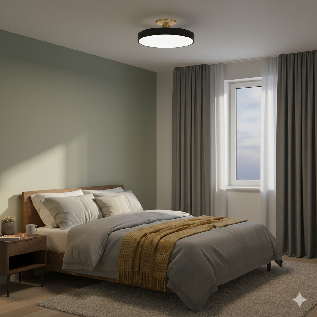 Circular LED Semi Flush Mount Ceiling Light for Bedroom-Lighting > Ceiling Lights-casanuva-Black-D40cm*H13cm-24W-White Light-casanuva