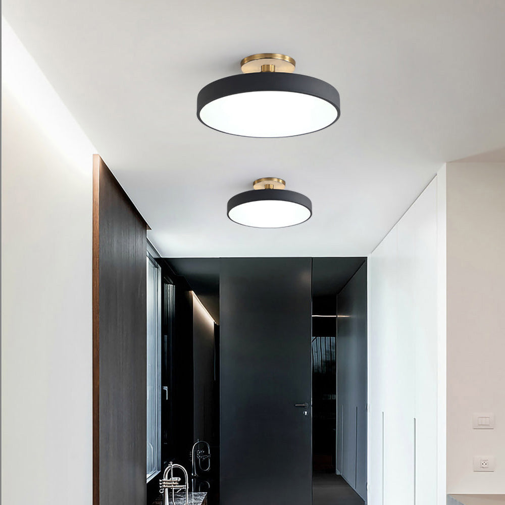 Circular LED Semi Flush Mount Ceiling Light for Bedroom-Lighting > Ceiling Lights-casanuva-Black-D50cm*H13cm-36W-White Light-casanuva