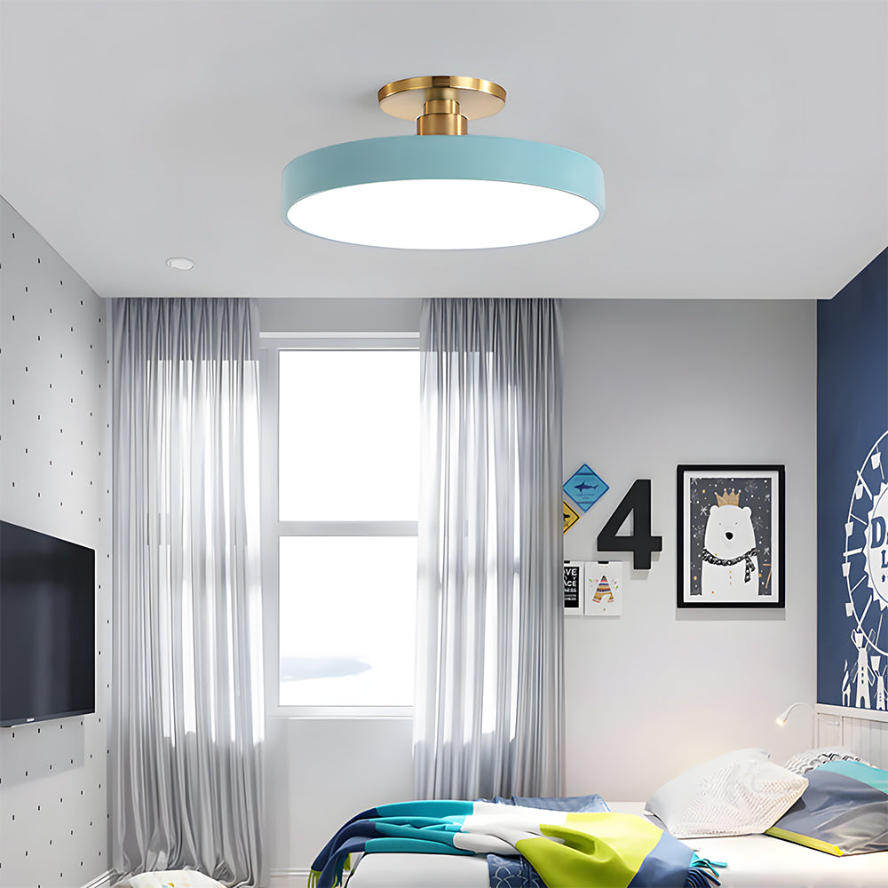 Circular LED Semi Flush Mount Ceiling Light for Bedroom-Lighting > Ceiling Lights-casanuva-Blue-D40cm*H13cm-24W-White Light-casanuva