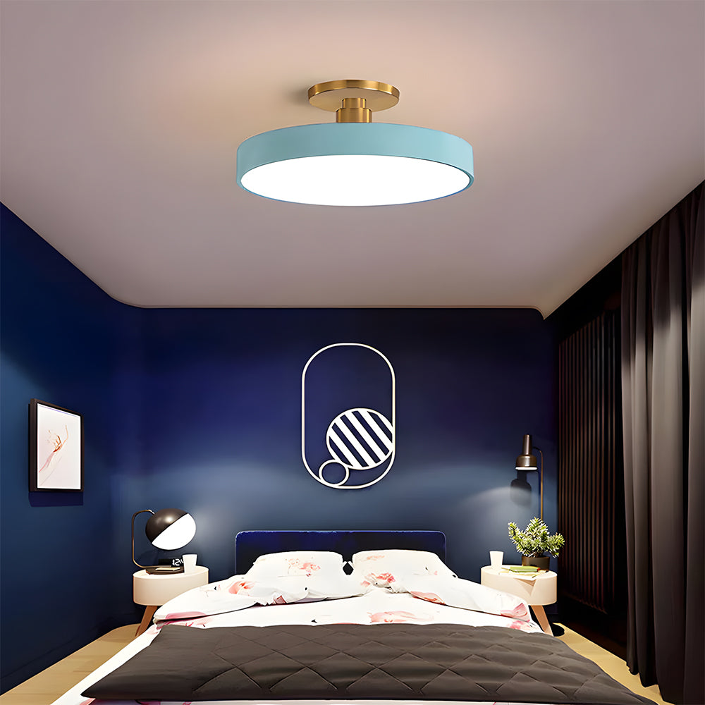 Circular LED Semi Flush Mount Ceiling Light for Bedroom-Lighting > Ceiling Lights-casanuva-Blue-D50cm*H13cm-36W-White Light-casanuva