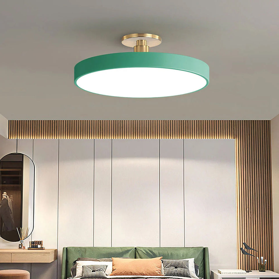 Circular LED Semi Flush Mount Ceiling Light for Bedroom-Lighting > Ceiling Lights-casanuva-Green-D30cm*H13cm-16W-White Light-casanuva