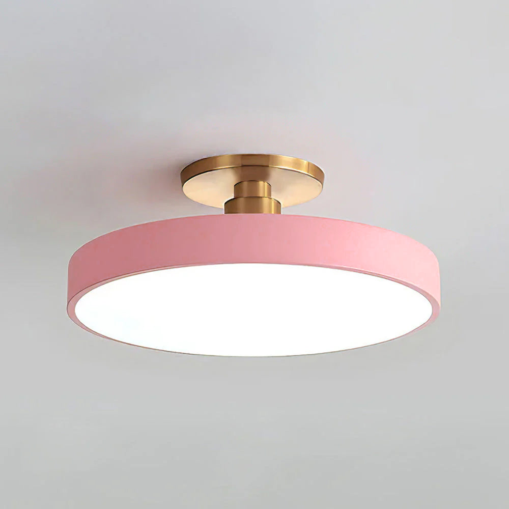Circular LED Semi Flush Mount Ceiling Light for Bedroom-Lighting > Ceiling Lights-casanuva-Pink-D30cm*H13cm-16W-White Light-casanuva