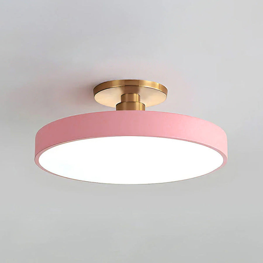 Circular LED Semi Flush Mount Ceiling Light for Bedroom-Lighting > Ceiling Lights-casanuva-Pink-D30cm*H13cm-16W-White Light-casanuva