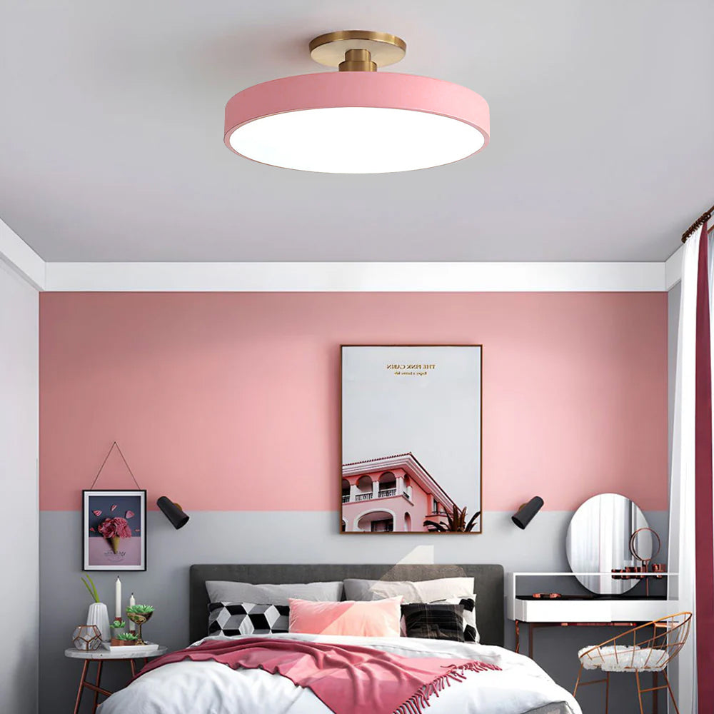 Circular LED Semi Flush Mount Ceiling Light for Bedroom-Lighting > Ceiling Lights-casanuva-Pink-D50cm*H13cm-36W-White Light-casanuva
