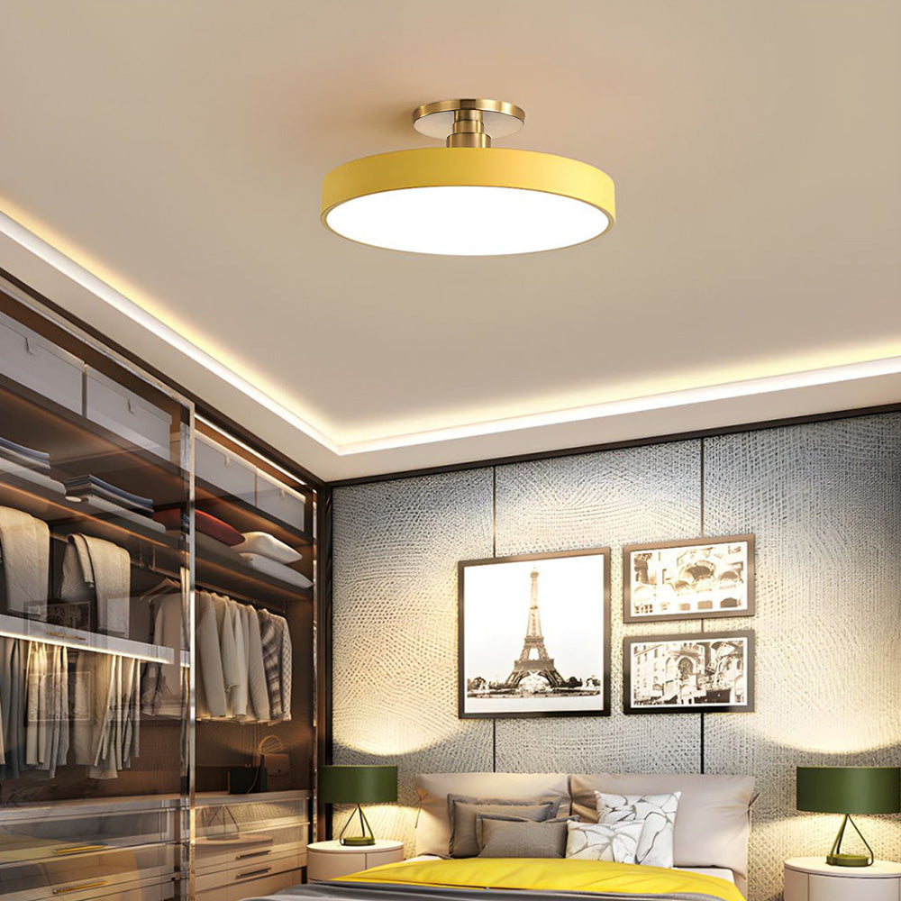Circular LED Semi Flush Mount Ceiling Light for Bedroom-Lighting > Ceiling Lights-casanuva-Yellow-D50cm*H13cm-36W-White Light-casanuva