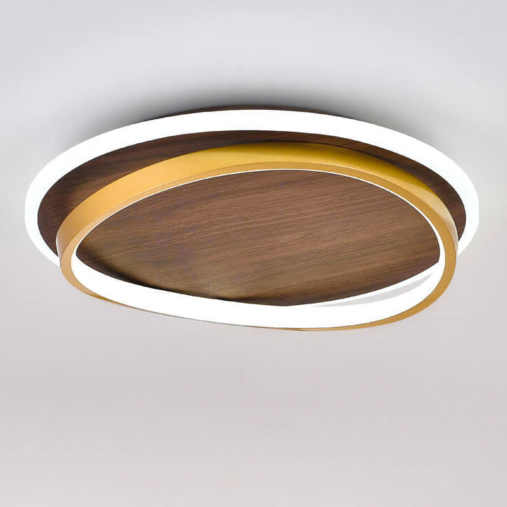Circular Walnut Grain LED Flush Mount Ceiling Light-Lighting > Ceiling Lights-casanuva-casanuva