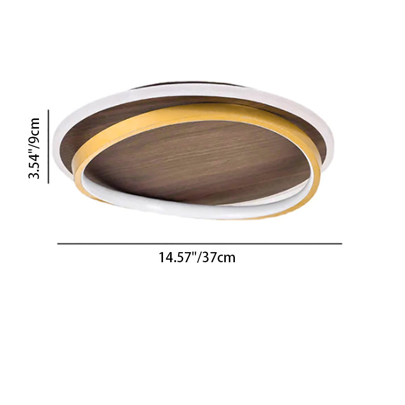 Circular Walnut Grain LED Flush Mount Ceiling Light-Lighting > Ceiling Lights-casanuva-casanuva