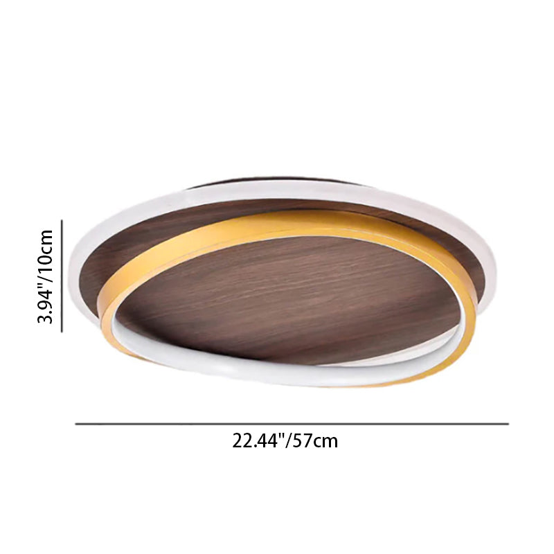 Circular Walnut Grain LED Flush Mount Ceiling Light-Lighting > Ceiling Lights-casanuva-casanuva