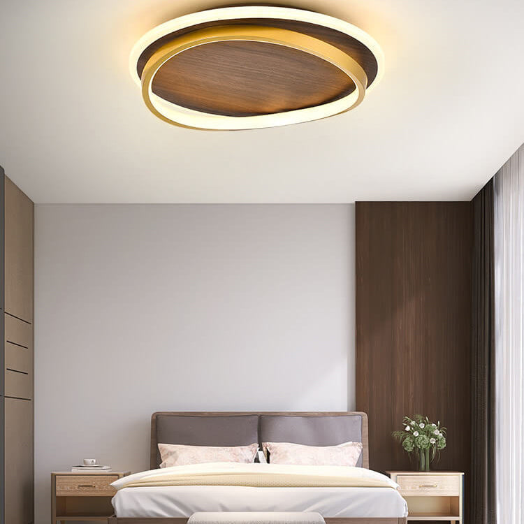 Circular Walnut Grain LED Flush Mount Ceiling Light-Lighting > Ceiling Lights-casanuva-Small-3-Color Changeable-100V-120V-casanuva