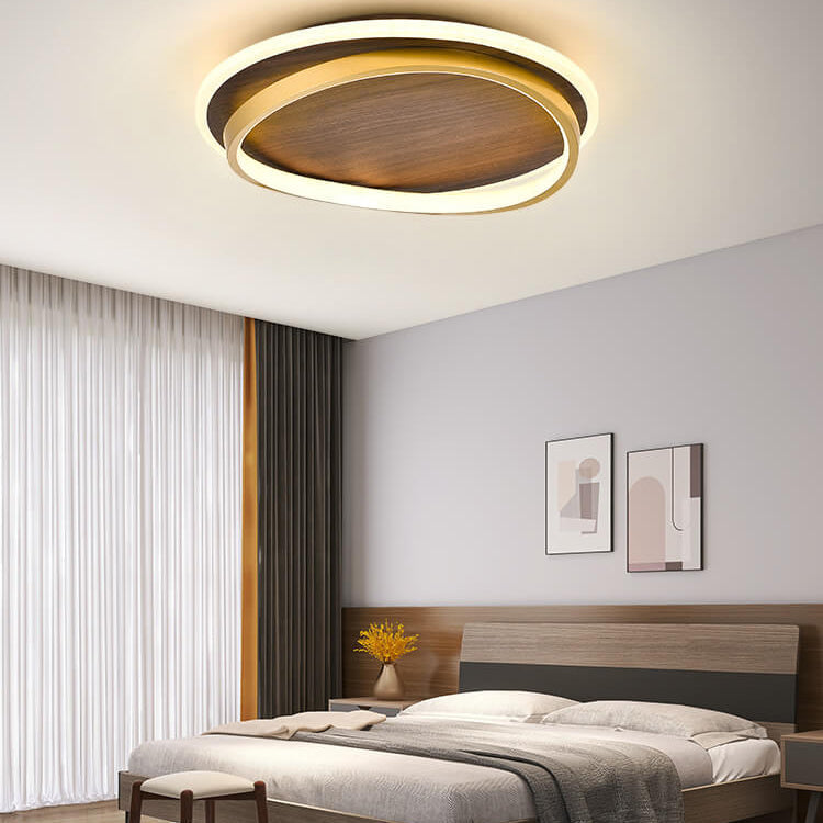 Circular Walnut Grain LED Flush Mount Ceiling Light-Lighting > Ceiling Lights-casanuva-Small-Warm Light (3000K)-100V-120V-casanuva