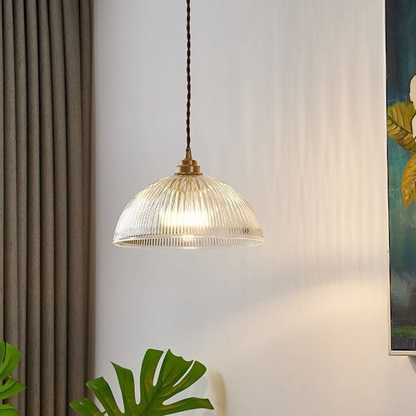 Clear Glass Dome Pendant Light 1-Light Fixture-Lighting > Pendant Lights-casanuva-casanuva