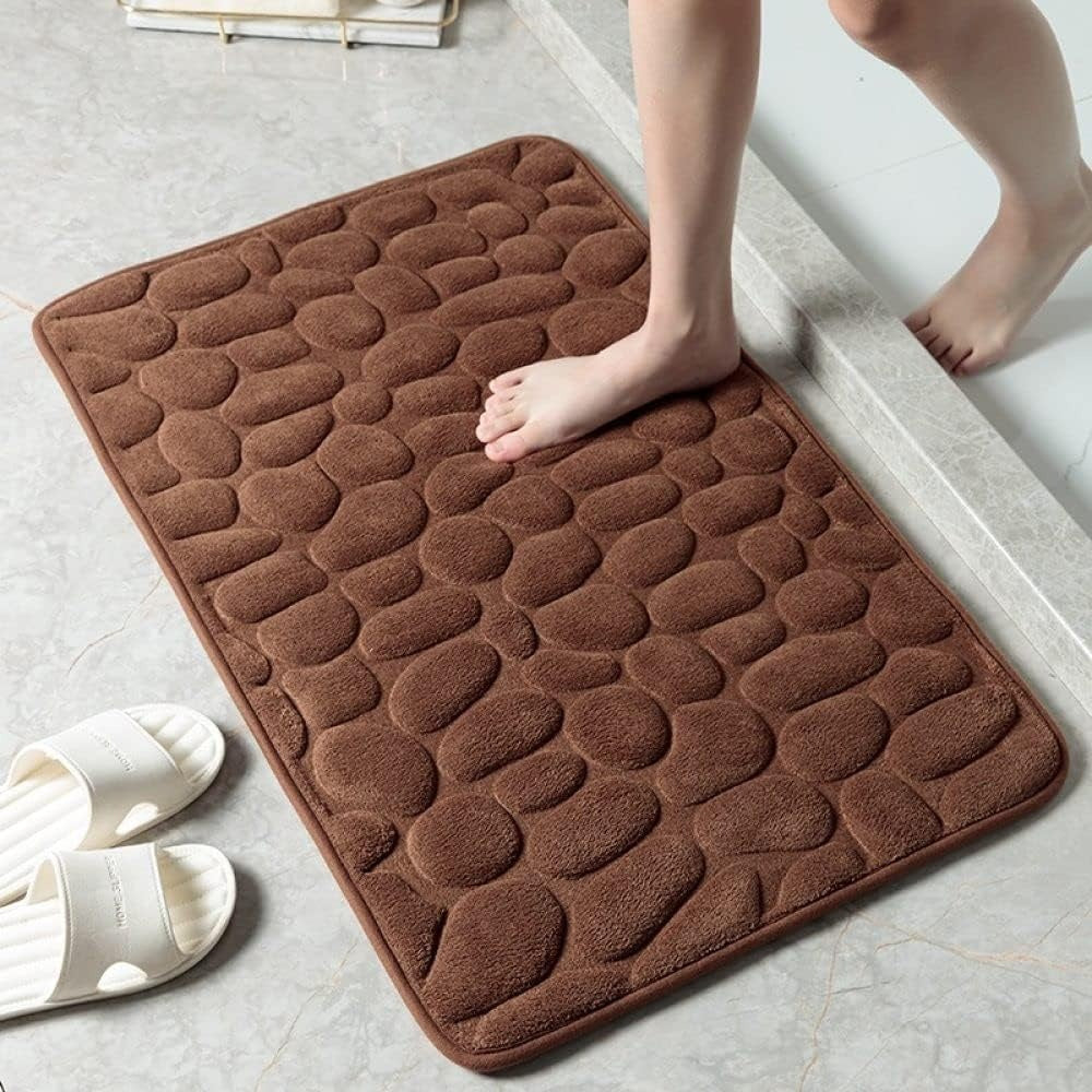 Cobblestone Embossed Versatile Mat-Bedding & Bath > Bath Mats-casanuva-Coffee-16"x24"-casanuva