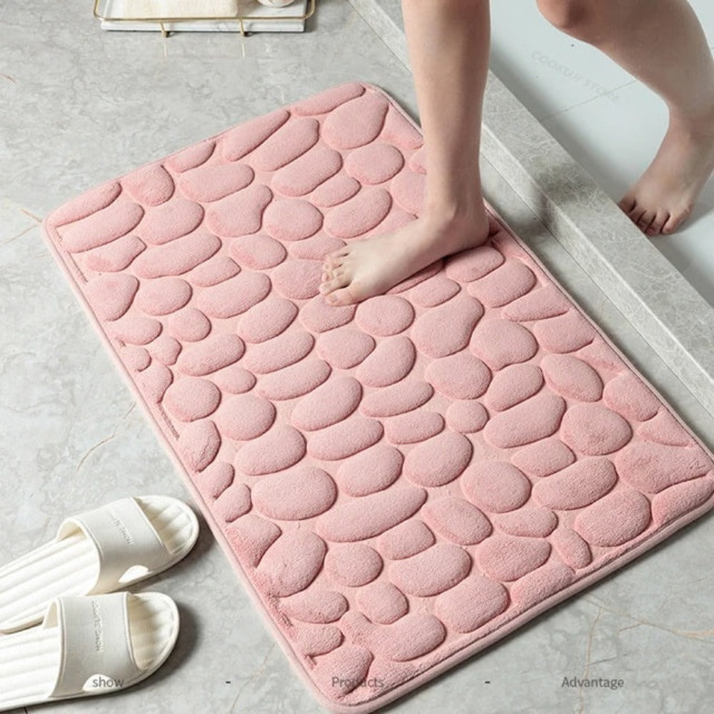 Cobblestone Embossed Versatile Mat-Bedding & Bath > Bath Mats-casanuva-Pink-16"x24"-casanuva