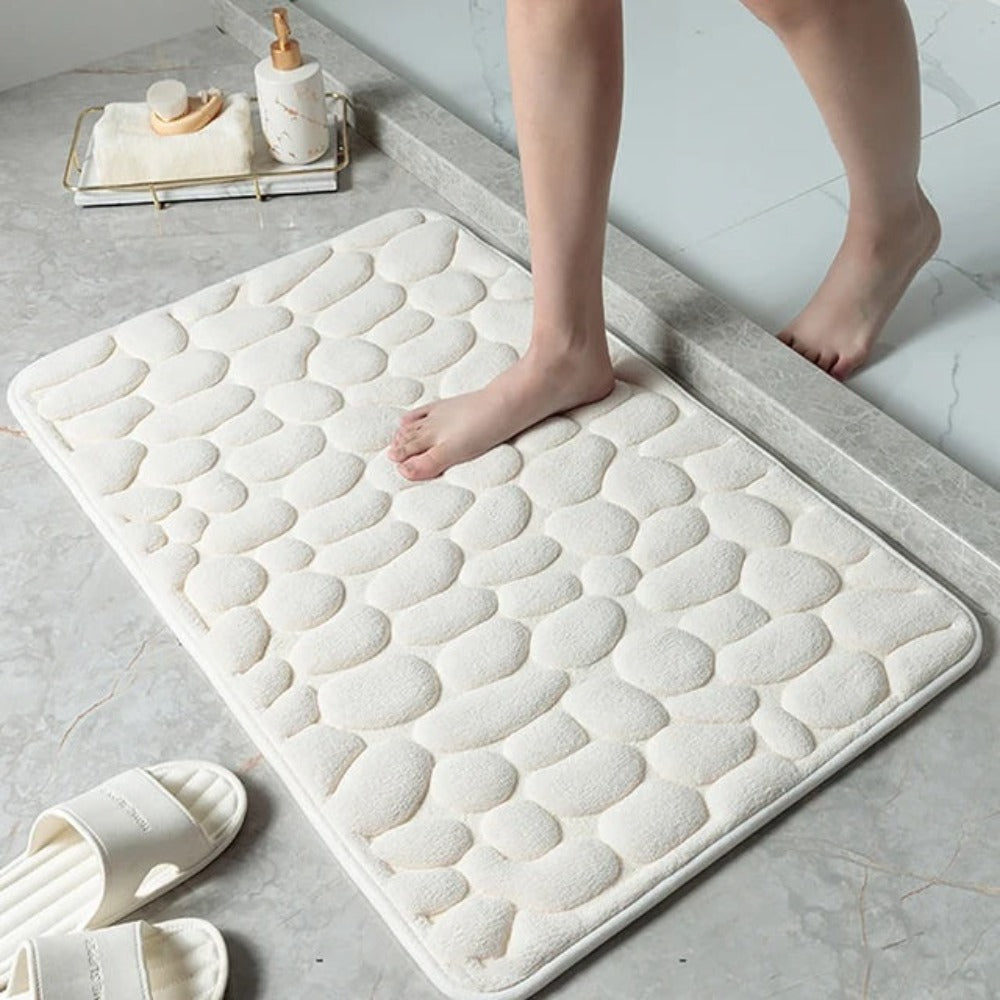 Cobblestone Embossed Versatile Mat-Bedding & Bath > Bath Mats-casanuva-White-16"x24"-casanuva