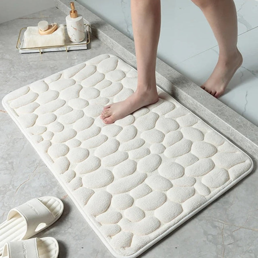 Cobblestone Embossed Versatile Mat-Bedding & Bath > Bath Mats-casanuva-White-16"x24"-casanuva