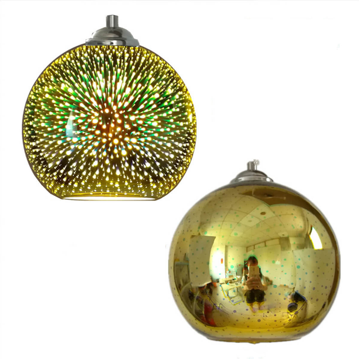 Colorful 3D Fireworks Glass Pendant Light 1-Light Dome Design-Lighting > Pendant Lights-casanuva-5.91''-Gold-100V-120V-casanuva