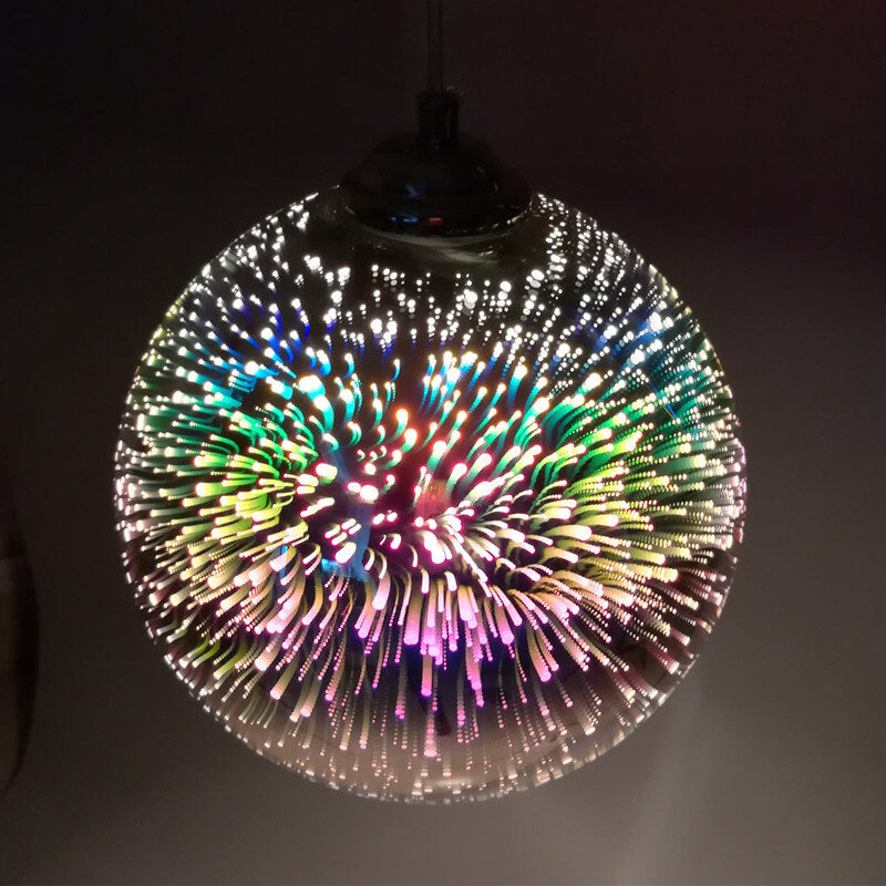 Colorful 3D Fireworks Glass Pendant Light 1-Light Dome Design-Lighting > Pendant Lights-casanuva-9.84''-Gold-220V-240V-casanuva
