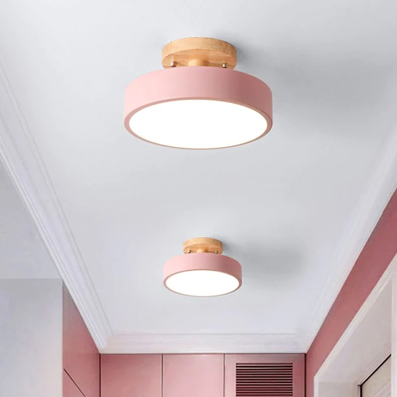Colorful LED Semi-flush Ceiling Light-Lighting > Ceiling Lights-casanuva-Pink-D18*H10CM-White Light-casanuva