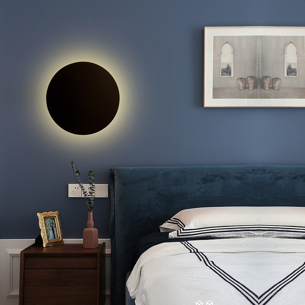 Colorful Round Iron LED Wall Sconce Lamp-Lighting > Wall Lights-casanuva-Small-Warm Light (3000K)-Black & 220V-240V-casanuva