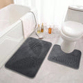 Comfort Bath Mat Set 2 Piece Lush Leaf Design-Bedding & Bath > Bath Mats-casanuva-Charcoal Chic-casanuva