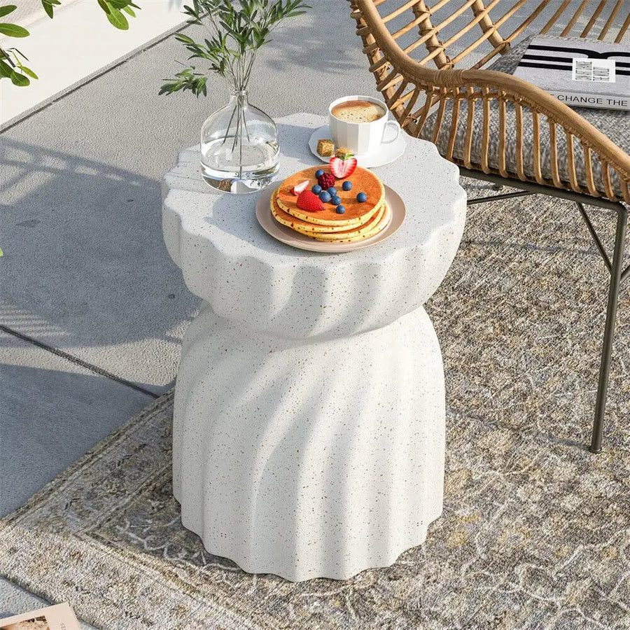 Concrete Side Table Lightweight Hourglass Design Indoor Outdoor Sturdy-Furniture > Side Tables-casanuva-casanuva