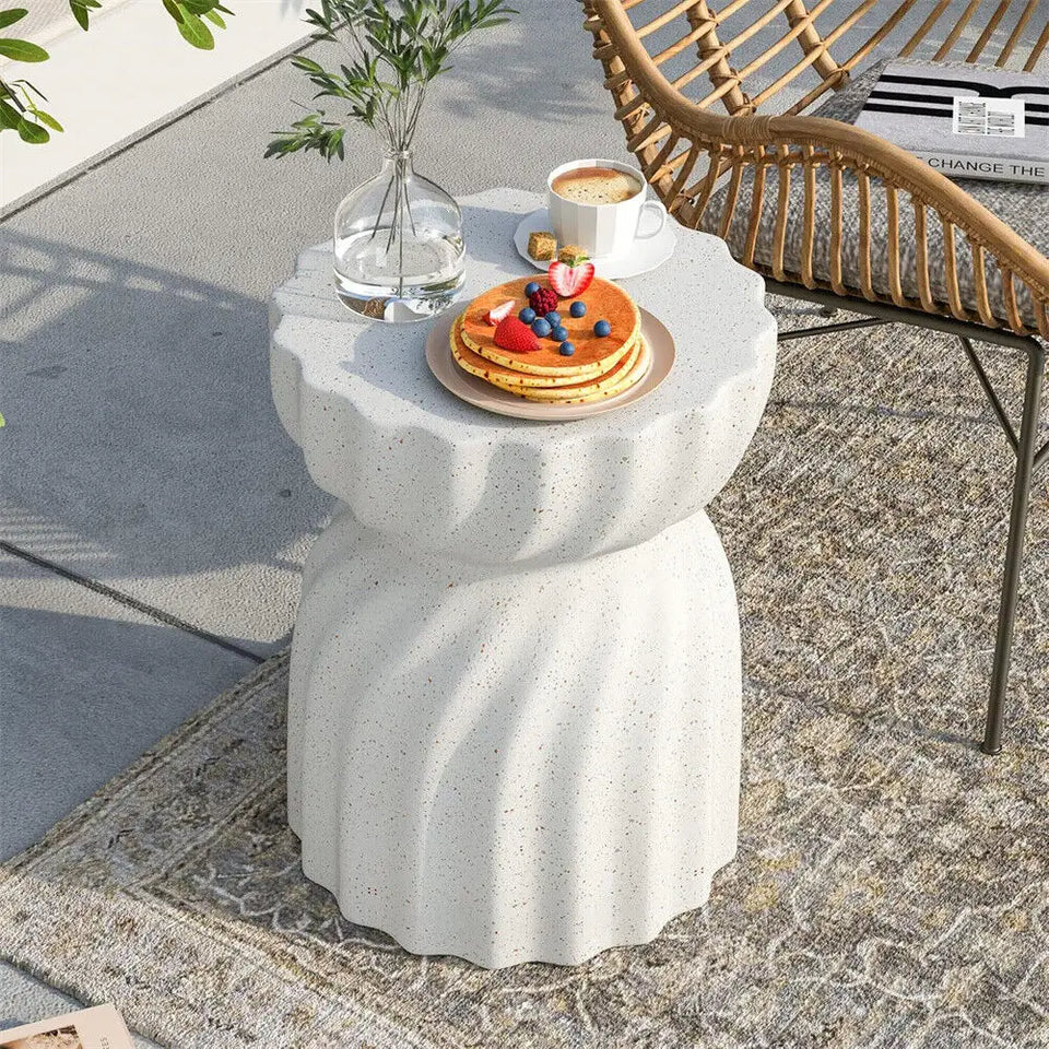 Concrete Side Table Lightweight Hourglass Design Indoor Outdoor Sturdy-Furniture > Side Tables-casanuva-casanuva