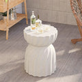 Concrete Side Table Lightweight Hourglass Design Indoor Outdoor Sturdy-Furniture > Side Tables-casanuva-casanuva