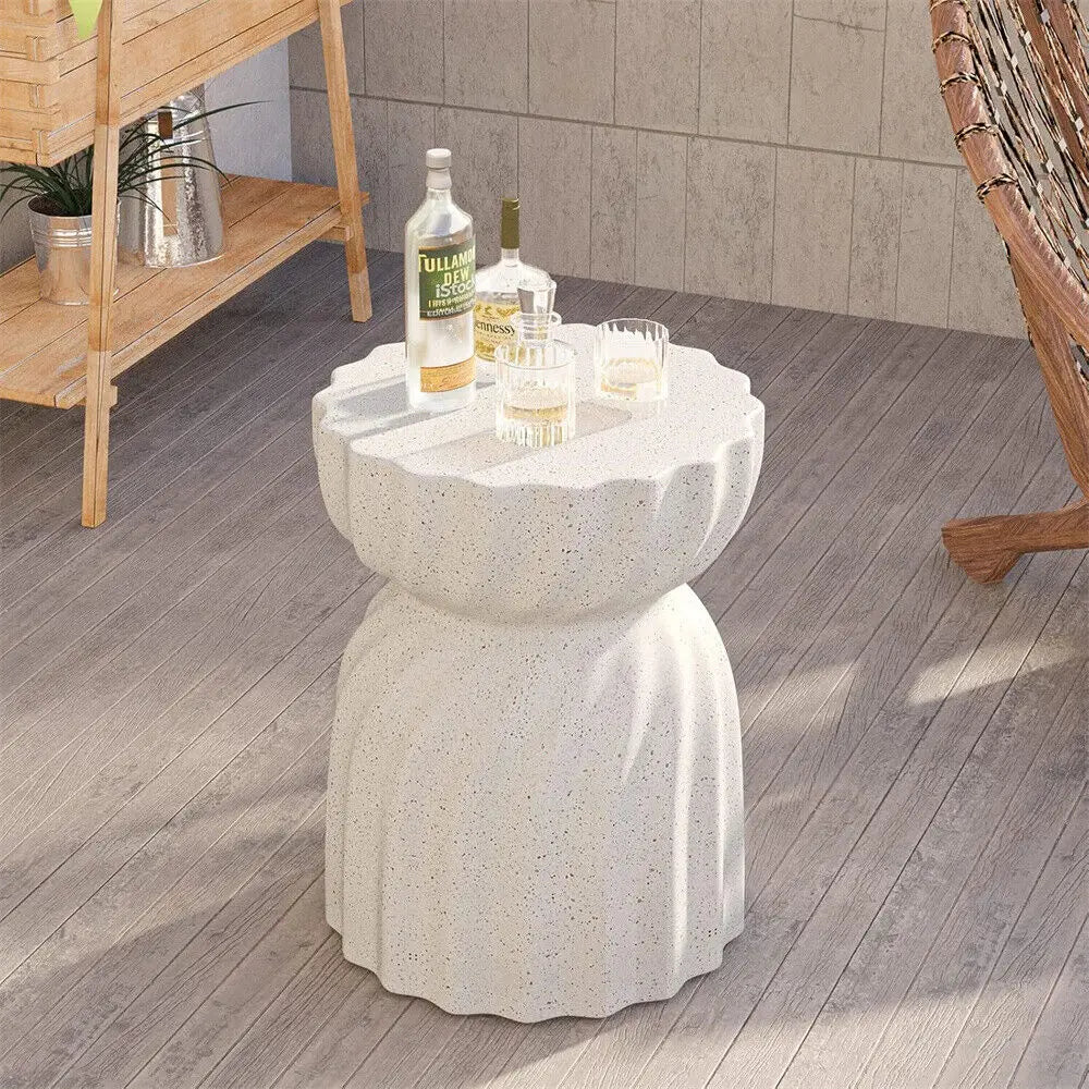 Concrete Side Table Lightweight Hourglass Design Indoor Outdoor Sturdy-Furniture > Side Tables-casanuva-casanuva