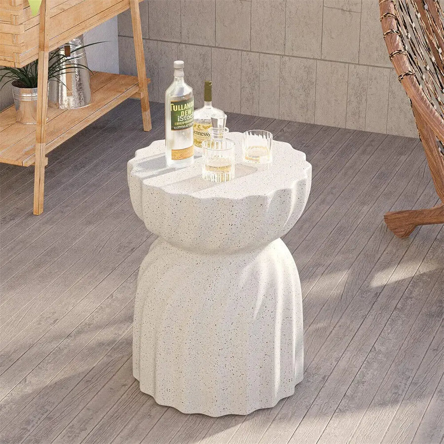 Concrete Side Table Lightweight Hourglass Design Indoor Outdoor Sturdy-Furniture > Side Tables-casanuva-casanuva