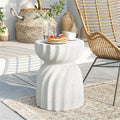Concrete Side Table Lightweight Hourglass Design Indoor Outdoor Sturdy-Furniture > Side Tables-casanuva-casanuva