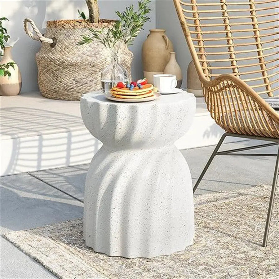 Concrete Side Table Lightweight Hourglass Design Indoor Outdoor Sturdy-Furniture > Side Tables-casanuva-casanuva