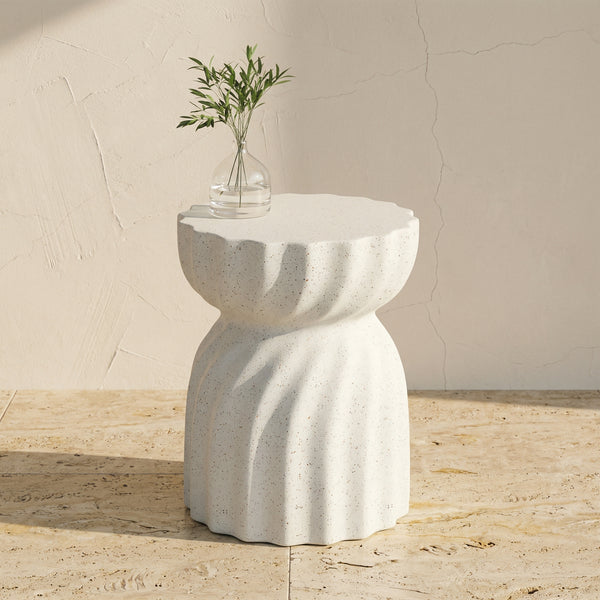 Concrete Side Table Lightweight Hourglass Design Indoor Outdoor Sturdy-Furniture > Side Tables-casanuva-casanuva