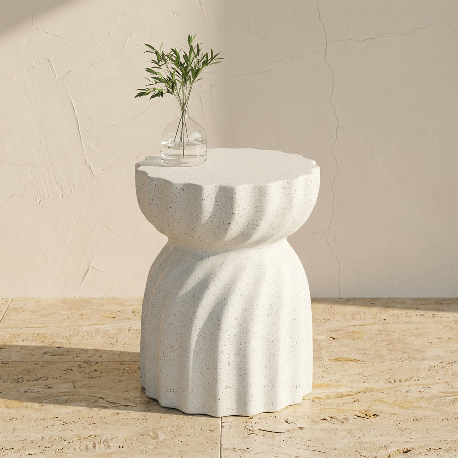 Concrete Side Table Lightweight Hourglass Design Indoor Outdoor Sturdy-Furniture > Side Tables-casanuva-casanuva
