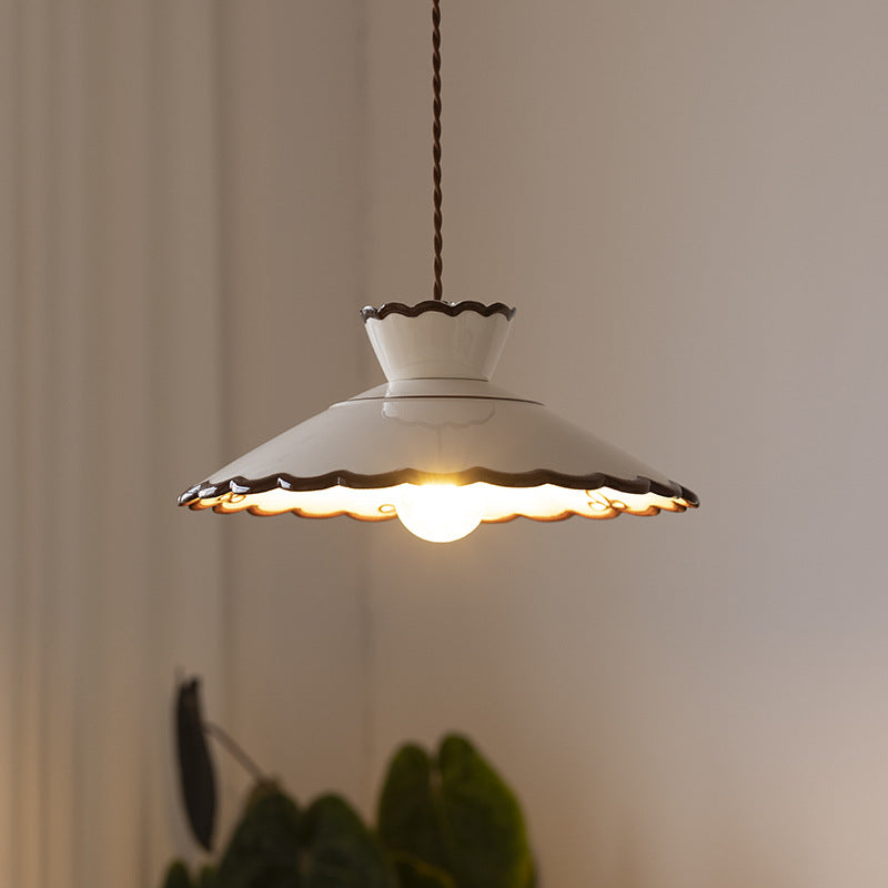 Cone Shaped Ceramic and Iron Pendant Light for Bedroom and Living Room-Lighting > Pendant Lights-casanuva-casanuva