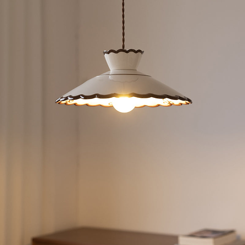 Cone Shaped Ceramic and Iron Pendant Light for Bedroom and Living Room-Lighting > Pendant Lights-casanuva-casanuva