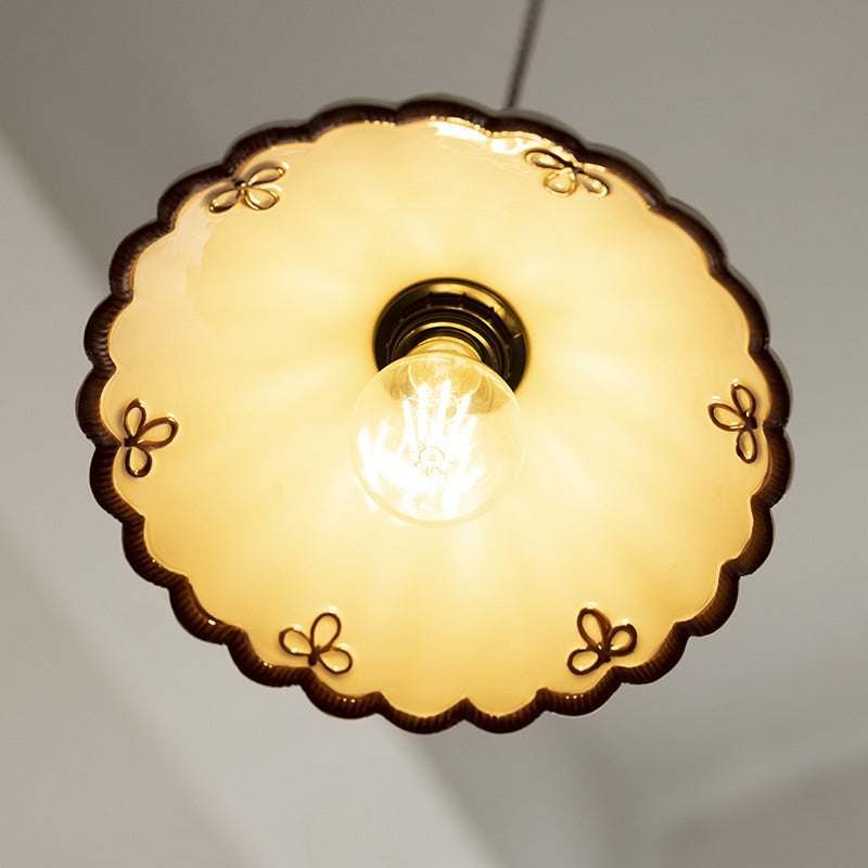 Cone Shaped Ceramic and Iron Pendant Light for Bedroom and Living Room-Lighting > Pendant Lights-casanuva-casanuva
