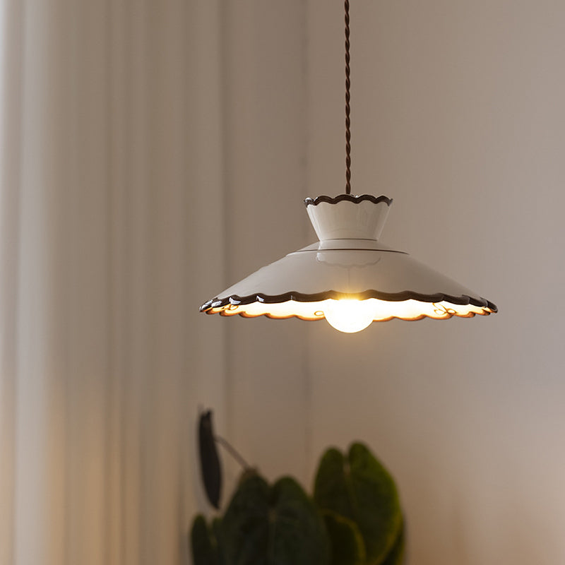 Cone Shaped Ceramic and Iron Pendant Light for Bedroom and Living Room-Lighting > Pendant Lights-casanuva-Large-100V-120V-casanuva