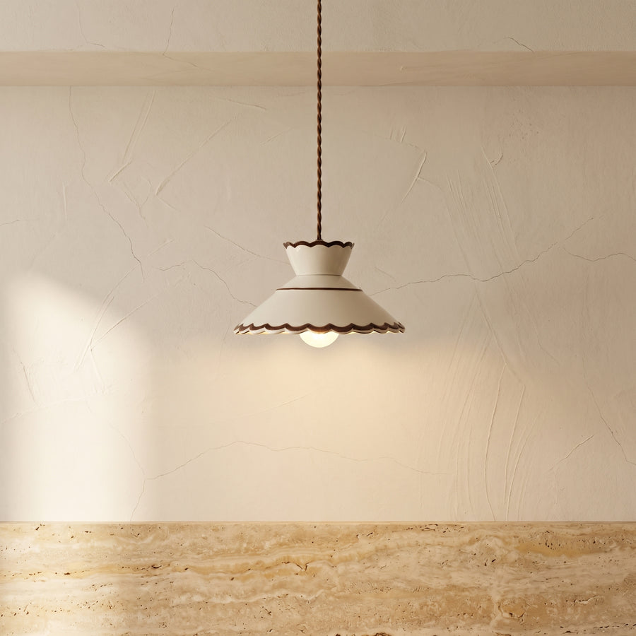 Cone Shaped Ceramic and Iron Pendant Light for Bedroom and Living Room-Lighting > Pendant Lights-casanuva-casanuva