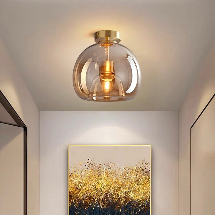 Copper Glass Pendant Light Retro Modern Ceiling Fixture-Lighting > Pendant Lights-casanuva-casanuva