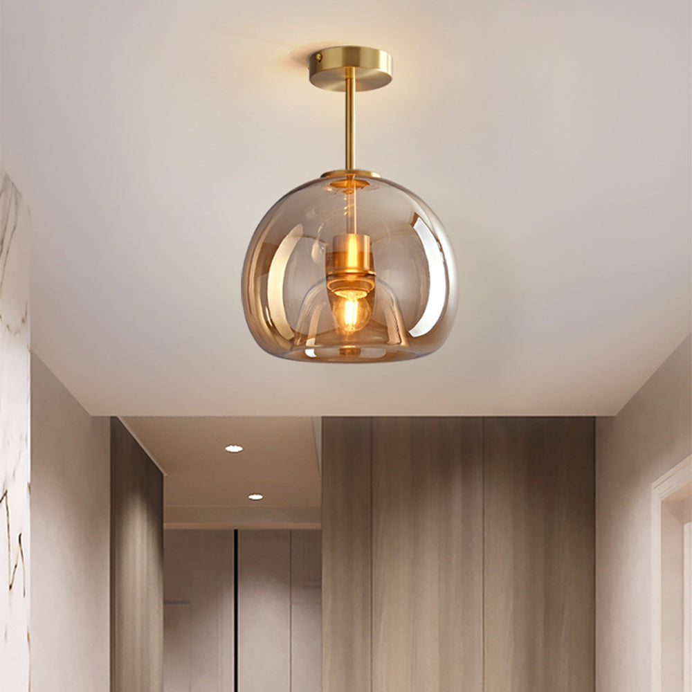 Copper Glass Pendant Light Retro Modern Ceiling Fixture-Lighting > Pendant Lights-casanuva-casanuva