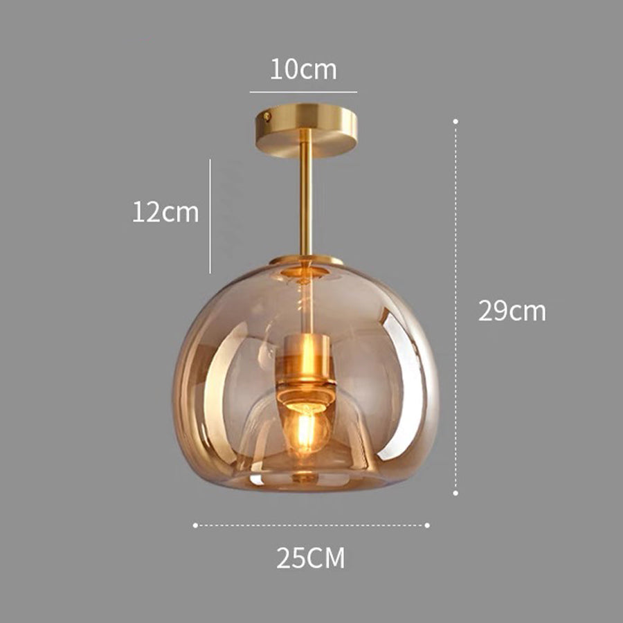 Copper Glass Pendant Light Retro Modern Ceiling Fixture-Lighting > Pendant Lights-casanuva-casanuva