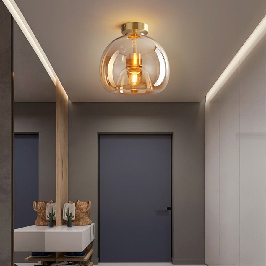 Copper Glass Pendant Light Retro Modern Ceiling Fixture-Lighting > Pendant Lights-casanuva-casanuva