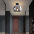 Copper Glass Pendant Light Retro Modern Ceiling Fixture-Lighting > Pendant Lights-casanuva-Black-D25cm*H17cm-casanuva
