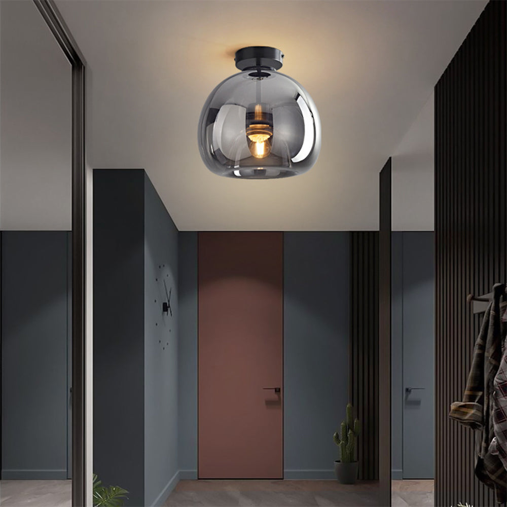 Copper Glass Pendant Light Retro Modern Ceiling Fixture-Lighting > Pendant Lights-casanuva-Black-D25cm*H17cm-casanuva