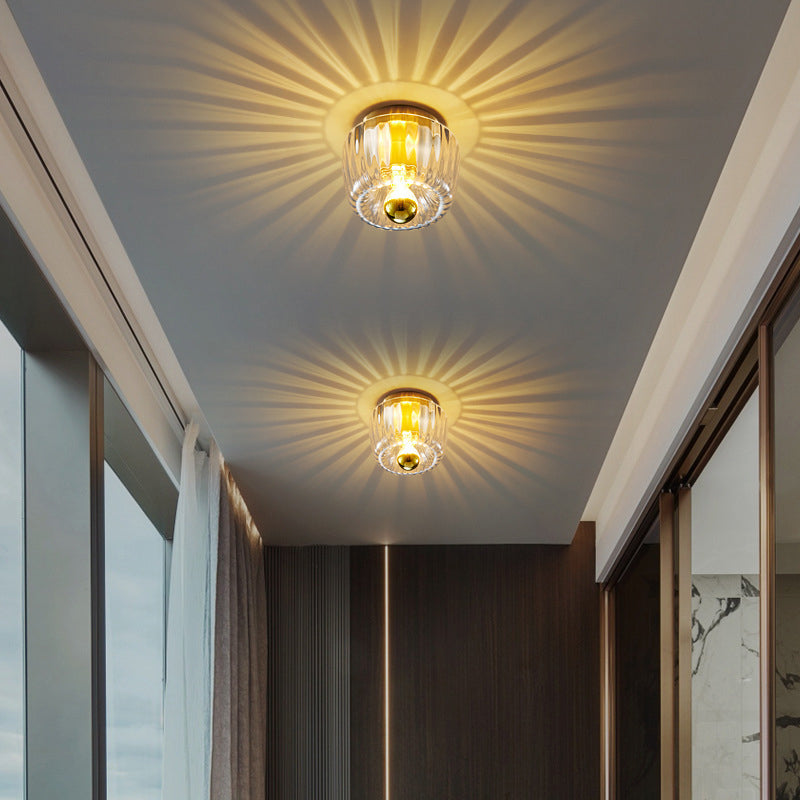 Copper Glass Sun Shape Flush Mount Light 1-Light Dual Purpose-Lighting > Ceiling Lights-casanuva-Flush Mount Light-100V-120V-casanuva